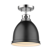  3602-FM CH-BLK - Duncan Flush Mount in Chrome with a Matte Black Shade